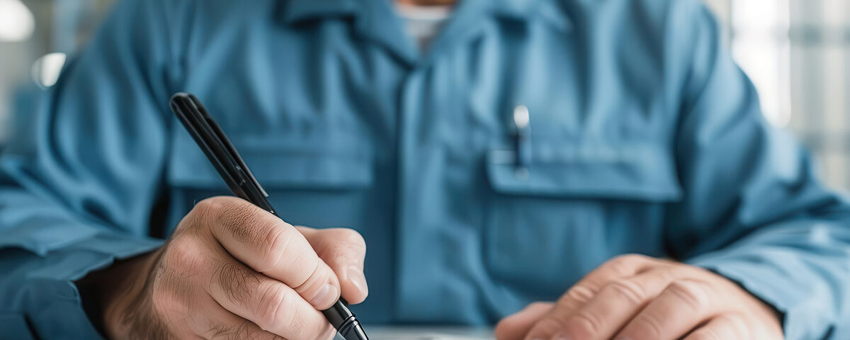 Officer logging inmate activities, accurate jail management